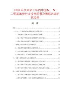 2026年及未來5年內中國Ｎ，Ｎ—二甲基苯胺行業(yè)投資前景及策略咨詢研究報告