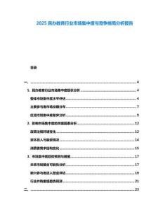 2025民辦教育行業(yè)市場集中度與競爭格局分析報告