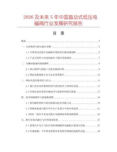 2026及未來5年中國直動(dòng)式低壓電磁閥行業(yè)發(fā)展研究報(bào)告