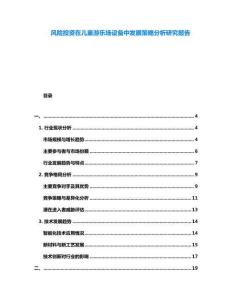 風險投資在兒童游樂場設備中發展策略分析研究報告