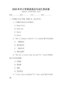 2026年中小學(xué)英語語法與詞匯測試卷