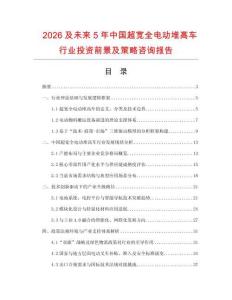 2026及未來5年中國超寬全電動(dòng)堆高車行業(yè)投資前景及策略咨詢報(bào)告