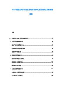 2025中國煤炭開采行業(yè)市場供需分析及投資評估發(fā)展策略報告