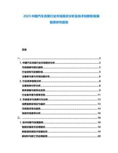 2025中國汽車改裝行業市場現狀分析及技術創新和發展前景研究報告