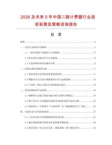 2026及未來5年中國二路計費器行業投資前景及策略咨詢報告