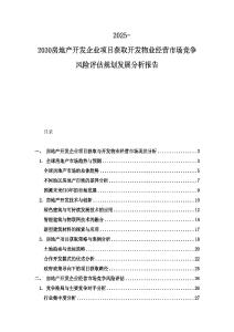 2025-2030房地產開發企業項目獲取開發物業經營市場競爭風險評估規劃發展分析報告