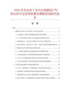 2026年及未來5年內中國燃油(氣)熱水爐行業投資前景及策略咨詢研究報告