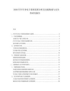 2026汽車車身電子系統(tǒng)發(fā)展分析及功能集成與安全性研究報告