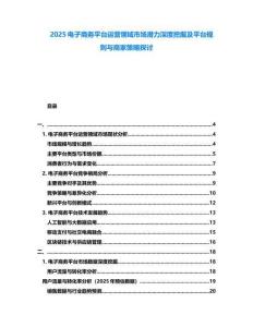 2025電子商務平臺運營領域市場潛力深度挖掘及平臺規則與商家策略探討