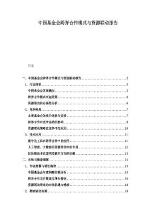 中國基金會跨界合作模式與資源聯動報告