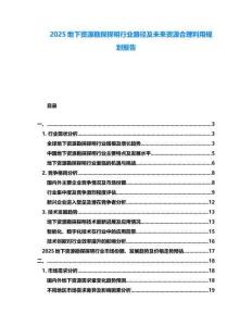 2025地下資源勘探探明行業路徑及未來資源合理利用規劃報告