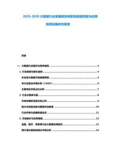 2025-2030大数据行业发展趋势洞察及数据挖掘与应用场景拓展研究报告