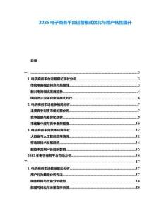 2025電子商務(wù)平臺運(yùn)營模式優(yōu)化與用戶粘性提升