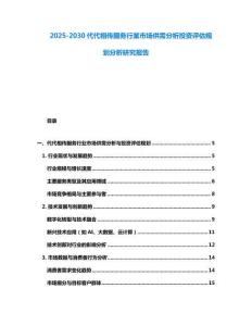 2025-2030代代相傳服務(wù)行業(yè)市場供需分析投資評估規(guī)劃分析研究報告