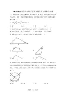 江蘇揚州市梅嶺中學2025-2026學年九年級下學期3月學情自查數學試題【可打印＋答案詳解】