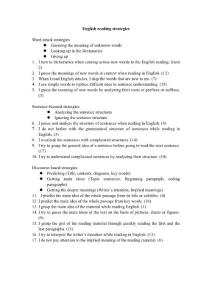 English reading strategies questionaire