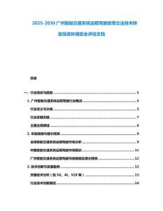 2025-2030廣州智能交通系統(tǒng)遠(yuǎn)程駕駛政策立法技術(shù)研發(fā)投資環(huán)境安全評(píng)估文檔