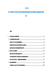 2025-2030第三方支付行业市场竞争及移动支付趋势与金融安全研究