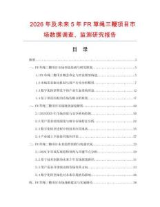 2026年及未來5年FR草繩三鞭項目市場數據調查、監測研究報告