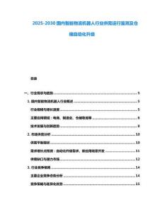 2025-2030國內智能物流機器人行業(yè)供需運行監(jiān)測及倉儲自動化升級