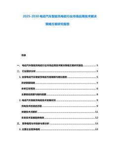 2025-2030電動汽車智能充電樁行業(yè)市場應(yīng)用技術(shù)解決策略方案研究報(bào)告