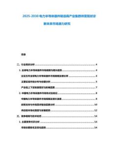 2025-2030電力半導(dǎo)體器件制造商產(chǎn)業(yè)集群供需現(xiàn)狀診斷未來(lái)市場(chǎng)潛力研究