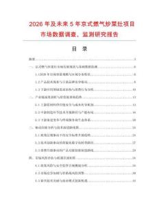 2026年及未來5年京式燃氣炒菜灶項目市場數據調查、監測研究報告