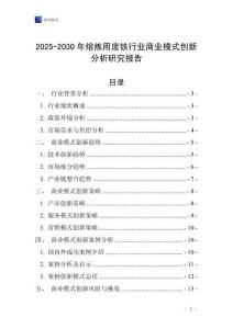 2025-2030年熔煉用廢鐵行業(yè)商業(yè)模式創(chuàng)新分析研究報(bào)告