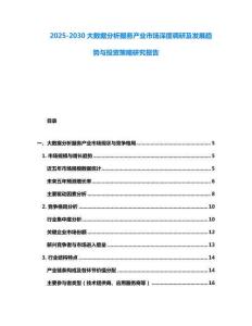 2025-2030大數(shù)據(jù)分析服務(wù)產(chǎn)業(yè)市場(chǎng)深度調(diào)研及發(fā)展趨勢(shì)與投資策略研究報(bào)告