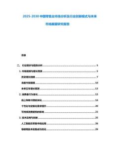 2025-2030中國零售業市場分析及行業創新模式與未來市場展望研究報告