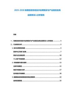 2025-2030地理信息系統(tǒng)技術(shù)應(yīng)用現(xiàn)狀與產(chǎn)業(yè)規(guī)劃及商業(yè)前景深入分析報(bào)告