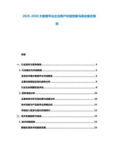 2025-2030大數據平臺企業用戶價值挖掘與商業模式規劃