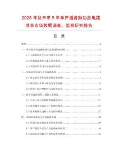 2026年及未来5年单声道音频功放电路项目市场数据调查、监测研究报告