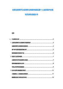 合肥互聯(lián)網(wǎng)平臺信用積分制度構(gòu)建追溯個人信息保護合規(guī)性負責改進建議書
