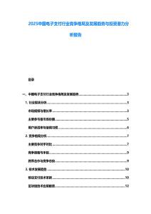 2025中国电子支付行业竞争格局及发展趋势与投资潜力分析报告