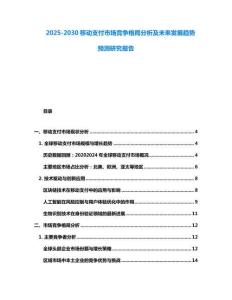 2025-2030移动支付市场竞争格局分析及未来发展趋势预测研究报告