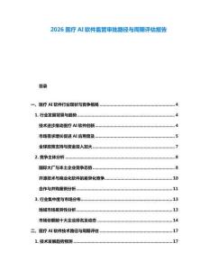 2026医疗AI软件监管审批路径与周期评估报告