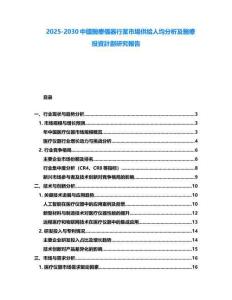 2025-2030中國醫療儀器行業市場供給人均分析及醫療投資計劃研究報告
