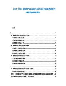 2025-2030莫斯科汽車改裝行業市場分析及趨勢前景與投資戰略研究報告