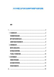 2025中國工業氣體行業特種氣體國產化替代進程