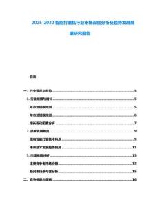 2025-2030智能打磨機(jī)行業(yè)市場深度分析及趨勢發(fā)展展望研究報告