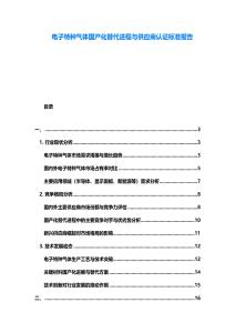 電子特種氣體國產(chǎn)化替代進程與供應商認證標準報告