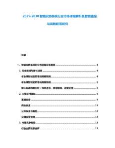 2025-2030智能安防系統行業市場詳細解析及智能監控與風險防范研究