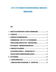 2025-2030移动支付行业市场综合检测及二维码支付与数据安全报告