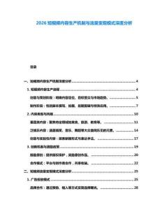 2026短視頻內容生產機制與流量變現模式深度分析