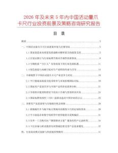 2026年及未來5年內中國活動量爪卡尺行業投資前景及策略咨詢研究報告
