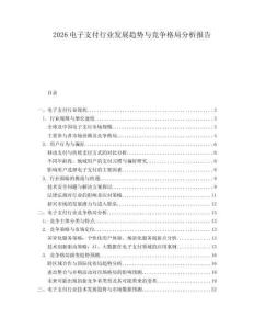 2026电子支付行业发展趋势与竞争格局分析报告