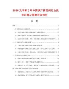 2026及未來5年中國快開排泥閥行業投資前景及策略咨詢報告