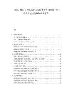 2025-2030工程機械行業市場供需結構分析了望與投資增值評估規劃研究報告