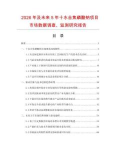 2026年及未來5年十水合焦磷酸鈉項目市場數(shù)據(jù)調(diào)查、監(jiān)測研究報告